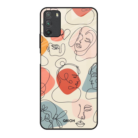 Abstract Faces Poco M3 Glass Back Cover Online