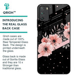 Floral Black Band Glass Case For Poco M3