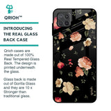 Black Spring Floral Glass Case for Samsung Galaxy M12