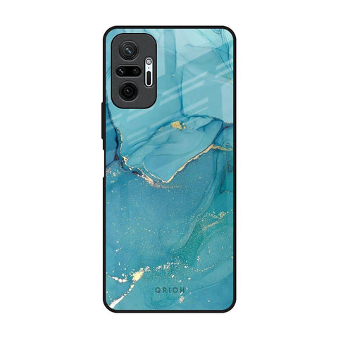 Blue Golden Glitter Redmi Note 10 Pro Glass Back Cover Online