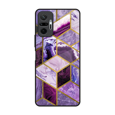 Purple Rhombus Marble Redmi Note 10 Pro Glass Back Cover Online