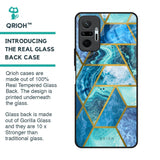 Turquoise Geometrical Marble Glass Case for Redmi Note 10 Pro