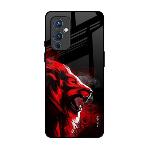 Red Angry Lion OnePlus 9 Glass Back Cover Online