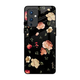 Black Spring Floral OnePlus 9 Glass Back Cover Online