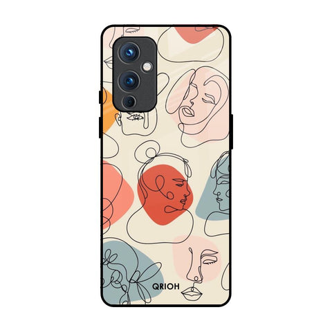 Abstract Faces OnePlus 9 Glass Back Cover Online