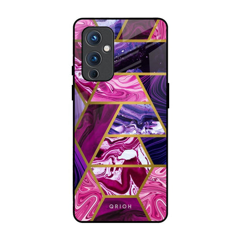 Electroplated Geometric Marble OnePlus 9 Glass Back Cover Online