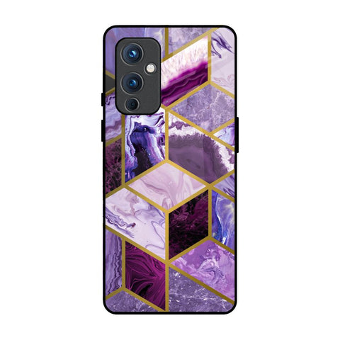 Purple Rhombus Marble OnePlus 9 Glass Back Cover Online