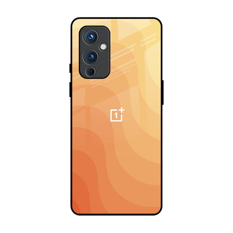 Orange Curve Pattern OnePlus 9 Glass Back Cover Online