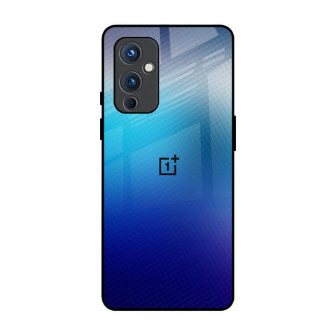 Blue Rhombus Pattern OnePlus 9 Glass Back Cover Online