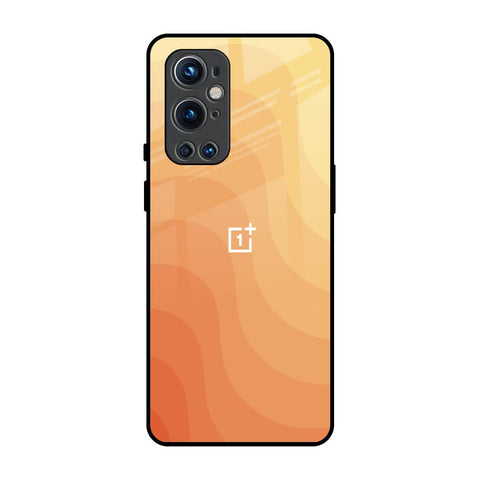 Orange Curve Pattern OnePlus 9 Pro Glass Back Cover Online