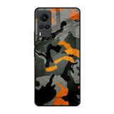 Camouflage Orange Vivo X60 Glass Back Cover Online