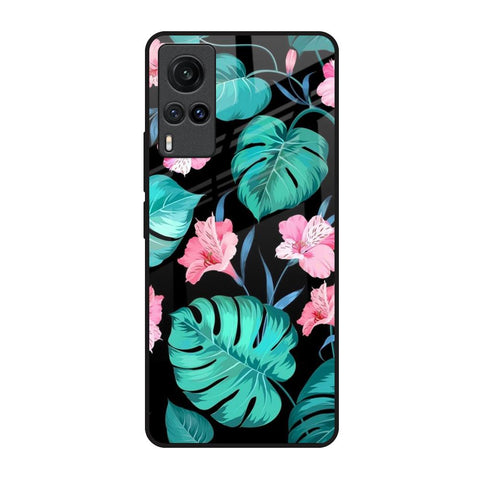 Tropical Leaves & Pink Flowers Vivo X60 Glass Back Cover Online