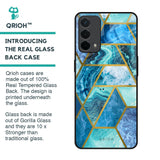 Turquoise Geometrical Marble Glass Case for Oppo F19