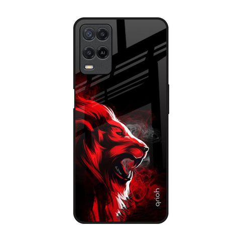 Red Angry Lion Oppo A54 Glass Back Cover Online
