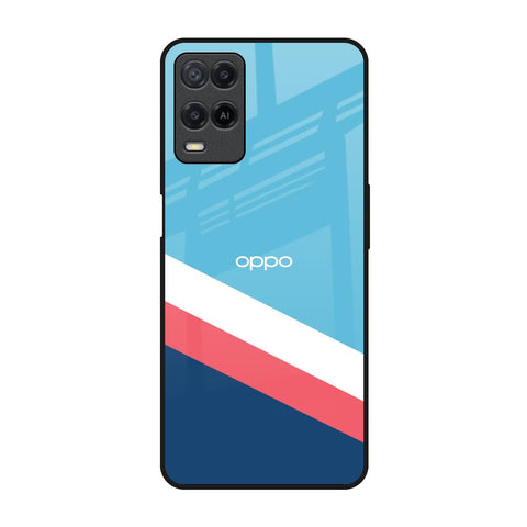 Pink & White Stripes Oppo A54 Glass Back Cover Online