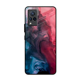 Blue & Red Smoke Vivo V21 Glass Back Cover Online