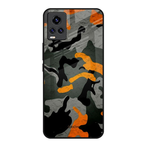 Camouflage Orange Vivo Y73 Glass Back Cover Online