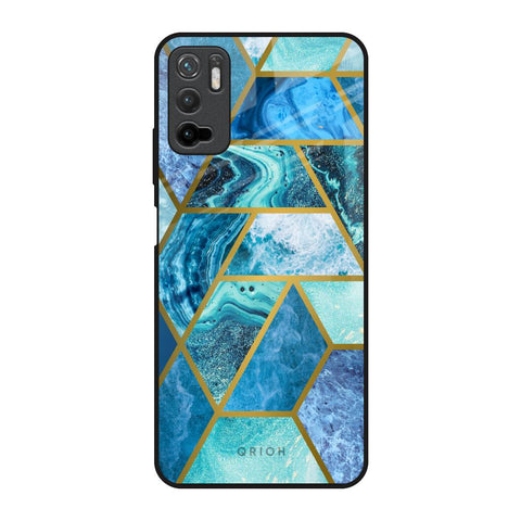 Turquoise Geometrical Marble Poco M3 Pro Glass Back Cover Online