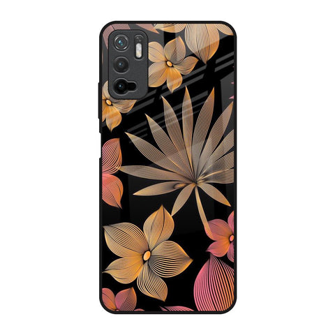 Lines Pattern Flowers Poco M3 Pro Glass Back Cover Online