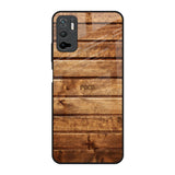 Wooden Planks Poco M3 Pro Glass Back Cover Online