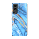 Vibrant Blue Marble Vivo V21e Glass Back Cover Online