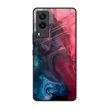 Blue & Red Smoke Vivo V21e Glass Back Cover Online