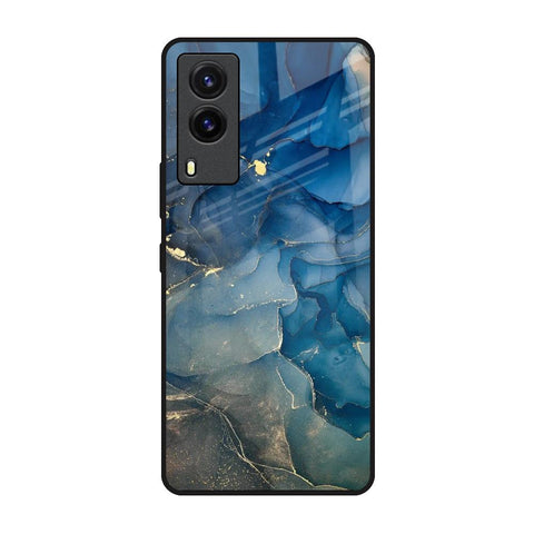 Blue Cool Marble Vivo V21e Glass Back Cover Online