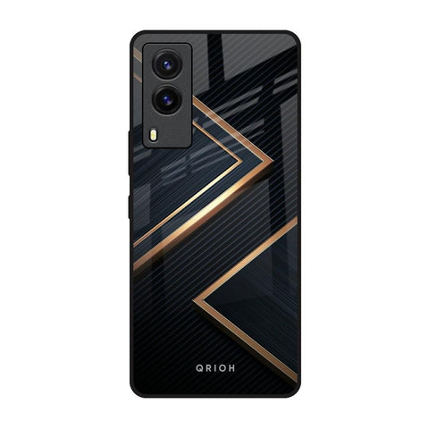 Sleek Golden & Navy Vivo V21e Glass Back Cover Online