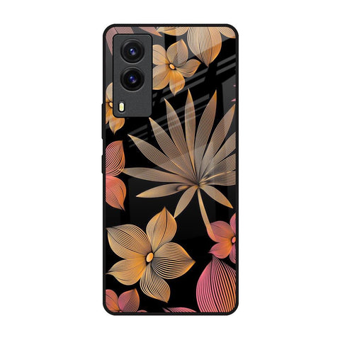 Lines Pattern Flowers Vivo V21e Glass Back Cover Online