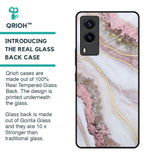 Pink & Gold Gllitter Marble Glass Case for Vivo V21e