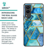 Turquoise Geometrical Marble Glass Case for Vivo V21e