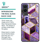 Purple Rhombus Marble Glass Case for Vivo V21e