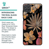 Lines Pattern Flowers Glass Case for Samsung Galaxy A22