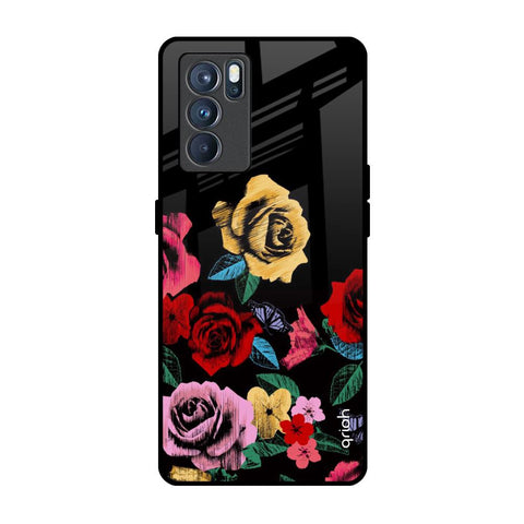 Floral Decorative Oppo Reno6 Glass Back Cover Online