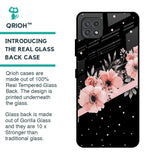 Floral Black Band Glass Case For Samsung Galaxy A22 5G