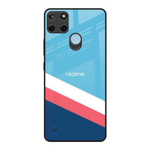 Pink & White Stripes Realme C21Y Glass Back Cover Online