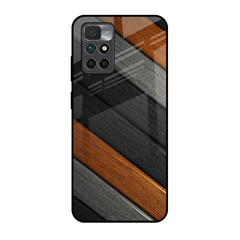 Tri Color Wood Redmi 10 Prime Glass Back Cover Online