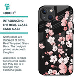 Black Cherry Blossom Glass Case for iPhone 13 mini