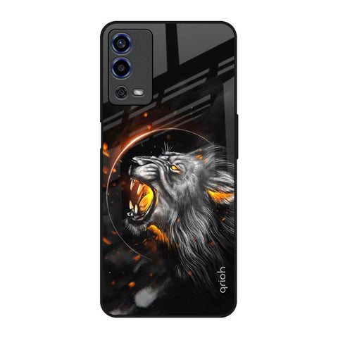 Aggressive Lion Oppo A55 Glass Back Cover Online