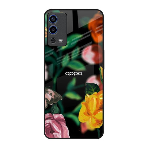 Flowers & Butterfly Oppo A55 Glass Back Cover Online