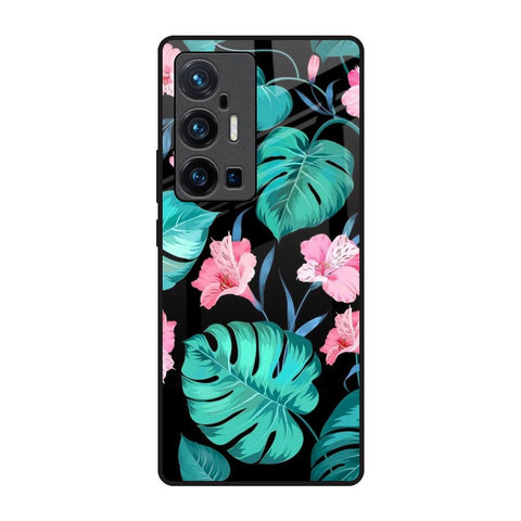 Tropical Leaves & Pink Flowers Vivo X70 Pro Plus Glass Back Cover Online