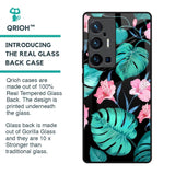 Tropical Leaves & Pink Flowers Glass Case for Vivo X70 Pro Plus