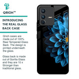 Half Blue Flower Glass Case for Vivo V23 Pro 5G