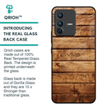 Wooden Planks Glass Case for Vivo V23 Pro 5G