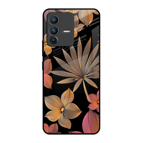 Lines Pattern Flowers Vivo V23 5G Glass Back Cover Online