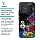 Rose Flower Bunch Art Glass Case for Vivo V23 5G