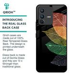 Colorful Leaves Glass Case for Vivo V23 5G