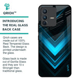 Vertical Blue Arrow Glass Case For Vivo V23 5G