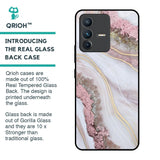 Pink & Gold Gllitter Marble Glass Case for Vivo V23 5G