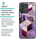 Purple Rhombus Marble Glass Case for Vivo V23 5G